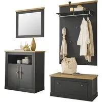 OTTO home Garderoben-Set Westminster, (4-St., Schuhbank, Spiegel, Kommode, Wandpaneel), im romantischen Landhausstil