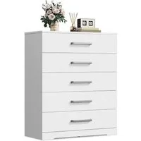 WLIVE Kommode mit 4/5 Schubladen, Moderne Schubladenkommode (Packung, Modernes Sideboard mit 5 Schubladen und 4 Fächern, Breite 75 cm), Vielseitiger Schubladenschrank für Schlafzimmer, Flur & Kinderzimmer
