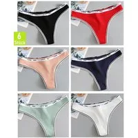 denu-shop Tanga Sport-Tangas ohne Nähte Damenunterwäsche Lingerie Unterhose (Set, 6-St., 6er-Pack) mit Schriftzug auf dem Bund