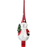 MAGIC by Inge Christbaumspitze Merry Red, Weihnachtsdeko rot, Christbaumschmuck (1-tlg), Schneemann mit Baum
