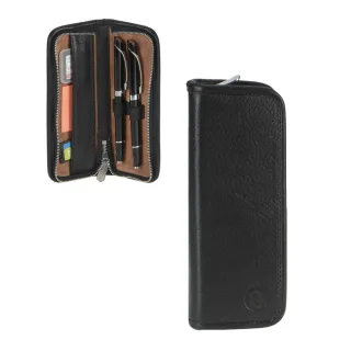 Stiftetui 2 Füllerschlaufen Leder schwarz 17x6cm | Sonnenleder Federmappe. Ein zeitloser Organizer aus echtem Leder für Ihre wichtigsten Stifte.