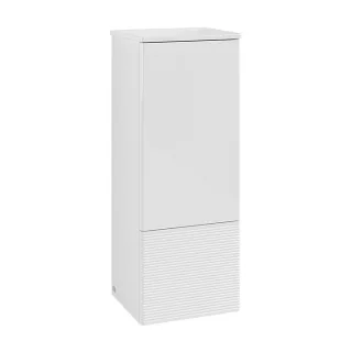 Villeroy und Boch Antao Mittelschrank L43100GF mit Beleuchtung, 1 Tür, 414 x 1039 x 356 mm, Front mit Struktur, Glossy White Lacquer / Glossy White Lacquer