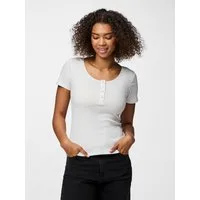 pieces Kurzarmshirt PCKITTE SS TOP NOOS BC Baumwollmischung, slim fit