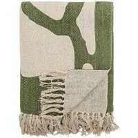 Wohndecke Bloomingville Decke DALMINE Natur Grün 160x130 cm, Bloomingville