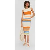 s.Oliver Midikleid Kleid Gestreiftes Maxikleid mit geschlitztem Saum