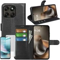 Wigento Handyhülle Klapphülle + Schutzglas für Motorola Moto G67 / Moto G77 Wallet Cover 6,72 Zoll, Produktset Kunstleder Tasche + H9 Hart Glas