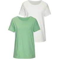 Vivance T-Shirt mit modischer Kontraststickerei (Packung, 2er-Pack) aus weicher Baumwoll-Qualität