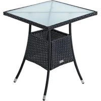 ESTEXO Gartentisch Beistelltisch Polyrattan Balkontisch Rattan Tisch 57 cm Schwarz