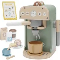Björn&Schiller Kinder-Kaffeemaschine Spielzeug Holz – 25-teilig, mit buntem Zubehör, entwicklungsförderndes Holzspielzeug für Kinder