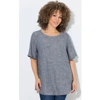 Ulla Popken Longbluse Bluse Leinenmix Streifen Rundhals Halbarm