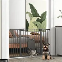PawHut Hundegitter Türschutzgitter Treppenschutzgitter Klemmbefestigung Stahl schwarz (Schutzgitter für Haustier, 1 St., Hunde Absperrgitter), Treppenschutzgitter für Hunde, Schwarz