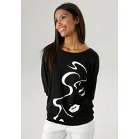 Aniston SELECTED Fledermausshirt mit abstraktem Gesichtsdruck