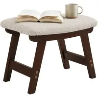 relaxdays Fußhocker Holz & Stoff, Beige