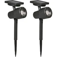 Luxform Gartenstrahler Solar-Erdspießleuchte - Salamanca -2 St - 20 Lumen, LED fest integriert, Einstellbarer Scheinwerfer und Solarpanel