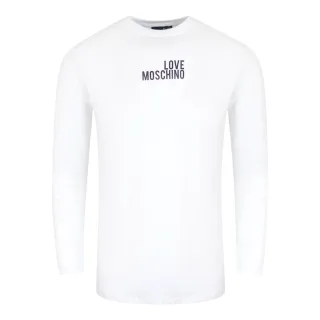 Love Moschino Langarm-t-shirt Mit Auffälligem Logo, Weiß