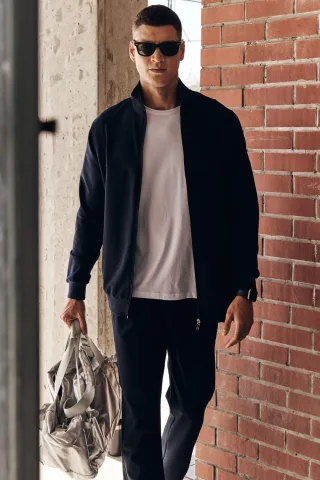 Herren Sweatshirt mit Reißverschlusskragen und Hose Set