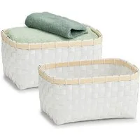 HTI-Living Aufbewahrungskorb Aufbewahrungskorb geflochten 2er-Set Weiß (Set, 2 St., 2x Aufbewahrungskörbe), Badkorb Regalkorb