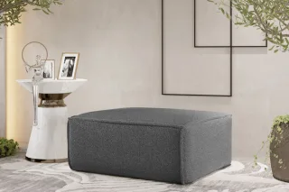 Polsterhocker Designerhocker CELES PREMIUM 85x85 cm Stoff Ascot Bukla Graphit