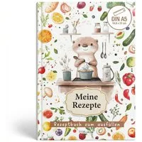 TOBJA Notizbuch Rezeptbuch zum selberschreiben DIN A5 Otterliebe, Saisonkalender, Register, Buchklappen, Leseband – Rezepte