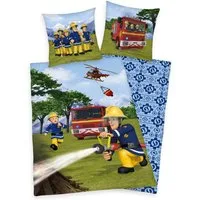 Feuerwehrmann Sam Kinderbettwäsche Feuerwehrmann Sam, Renforcé, 2 teilig, mit Löschzug und Helikopter