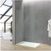 AQUABATOS Walk-in-Dusche Walk in Dusche Duschwand Glas Trennwand Duschabtrennung Duschkabine, 8 mm Einscheibensicherheitsglas, Goldenes Profil