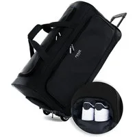 FERGÉ Reisetasche wasserabweisend Reisetasche mit Rollen groß Paris, Reisetasche mit Rollen und extra Schuhfach, Reisegepäck schwarz