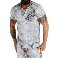 R-NEAL T-Shirt Original T-Shirt Rundhals X V-Neck Shirt Verwaschen Vintage Oil Washed