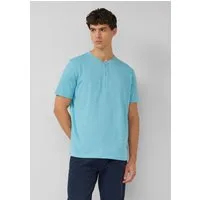 s.Oliver Kurzarmshirt T-Shirt Weiches Henley-Shirt aus Melange-Jersey