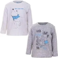 Disney Winnie Puuh 2-in-1-Langarmshirt Winnie the Pooh Babyshirts Grau 2er Pack Langarm 100% Baumwolle
