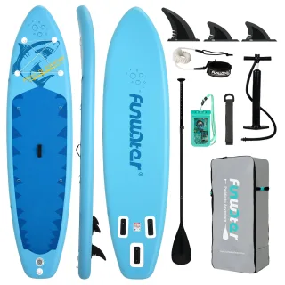 [EU Direct] FunWater 335*84*15CM Load 165KG+ Inflatable Stand Up Paddle Board For Solo Adventure 2+1 Family Touring 3 Fi