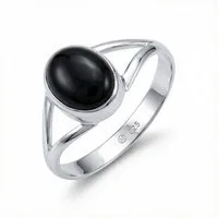 mantraroma Silberring HARDIN aus 925 Silber mit Onyx (Ring mit Schmuckbeutel), Damenring aus 925er Silber