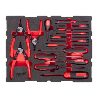 Milwaukee Schraubendreher und Sicherungsringzangen Einlage 44-teilige Einlage für PACKOUT Koffer mit Schubladen - 4932501876