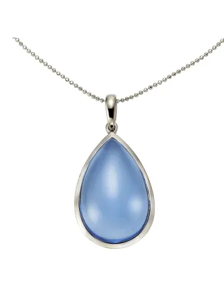 Jamelli Anhänger mit Kette 925 Silber rhodiniert Quarz blau (beh.)