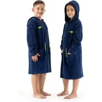 KangaROOS Kinderbademantel Kira, Ideal für Zuhause, Schwimmbad oder im Urlaub, Kurzform, Leichtfrottier, Kapuze, Reißverschluss, modernen, sportliches Design, leuchtenden Akzenten