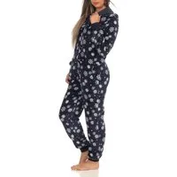 Normann Pyjama Wunderschöner Damen Jumpsuit Overall mit Kapuze im winterlichen Look