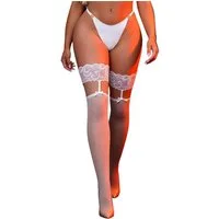 Lau-Fashion Strapsstrümpfe Damen Strapse Halterlose Strümpfe mit Spitze in Schwarz oder Weiß Spitze