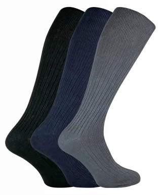 SOCK SNOB - 3 Paar Socken für Herren, kniehoch, 100% Baumwolle