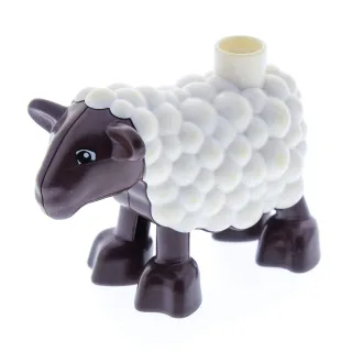 LEGO Duplo Schaf Lamm Figur braun mit weißem Fell Tier Bauernhof