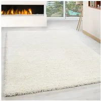KADIMA DESIGN Teppich RHEIN Shaggy Langflor Wohnzimmer Schlafzimmer Waschbar Esszimmer, Läufer, Höhe: 32 mm, Creme, 60x110 cm, Wohnzimmerteppich Strapazierfähig Waschbar