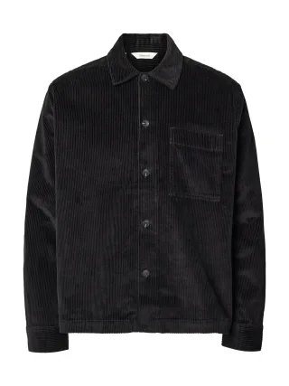 selected men - SLMOTTO KRIS CORD OVERSHIRT NOOS Black - Gr. - L