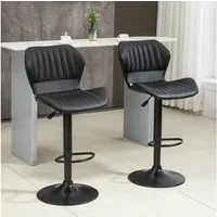 HOMCOM Barhocker 360° drehbare Barstühle (Tresenhocker, 2 St., Drehstühle), Schwarz 48,5 x 55,5 x 90-110 cm