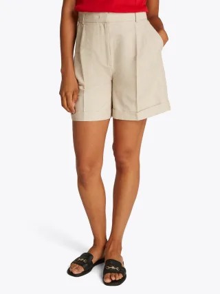 Tommy Hilfiger Shorts "LINEN MIX PLEATED SHORT" mit Falten,kühlendes Premium Leinen