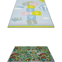 Andiamo Kinderteppich Duo, rechteckig, Höhe: 10 mm, Spielteppich, Straßenteppich, beidseitig verwendbar, Hüpfkästchen