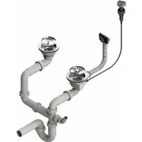 QLS Siphon Doppelbecken Automatisch, 3 1/2 Zoll Ablauf für Edelstahl & PVC