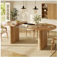 HAUSS SPOLE Esstisch 120-160cm mit abgerundeten Kanten,Küchentisch Holztisch ovaler,Braun (Esszimmertisch mit ausziehbarer Tischplatte von 120 cm auf 160 cm), Dining Table Esstisch mit abgerundeten Ecken