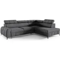 M-Punkt24 Wohnlandschaft Lagos Grau Anthrazit Ecksofa Polsterecke, mit Bettfunktion Bettkasten Kopfteilverstellung, weicher Samtbezug