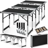 tectake Tapeziertisch 3er Set Tapeziertisch (3-St., 3 tlg), 3-teiliges Tapeziertischset, Große Arbeitsfläche von 300 x 60 cm