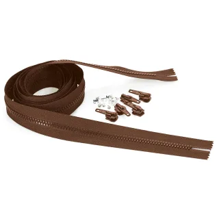 buttinette Endlosreißverschluss im Set, Krampe: 5,8 mm, 2 m, braun