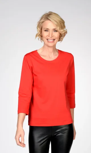 CLARINA - NOS Rdh.-Shirt, 3/4 Arm, uni 400 rot - Gr. - 46