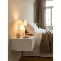 KADIMA DESIGN Nachttisch Nachtkonsole ZADAR für Wandmontage 46x15x30cm Weiß Nachttisch Holz, (schwebend, Wandkonsole Nachtkästchen hängend), Wandregal mit Schublade, Nachtschrank Wandboard für Boxspringbett